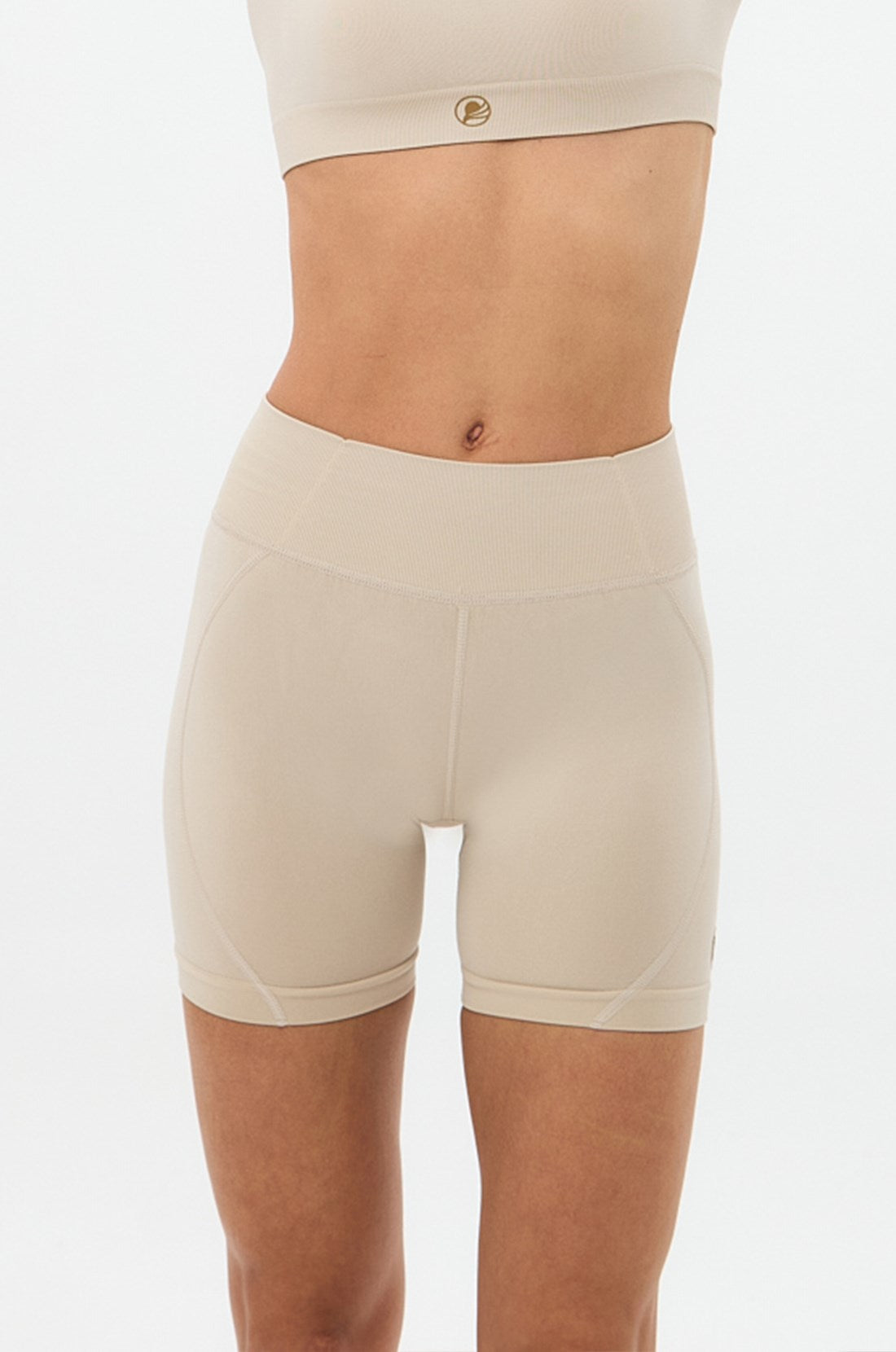Aozora Sport Aktif Spor Mini Şort Bej ve Bra Takım