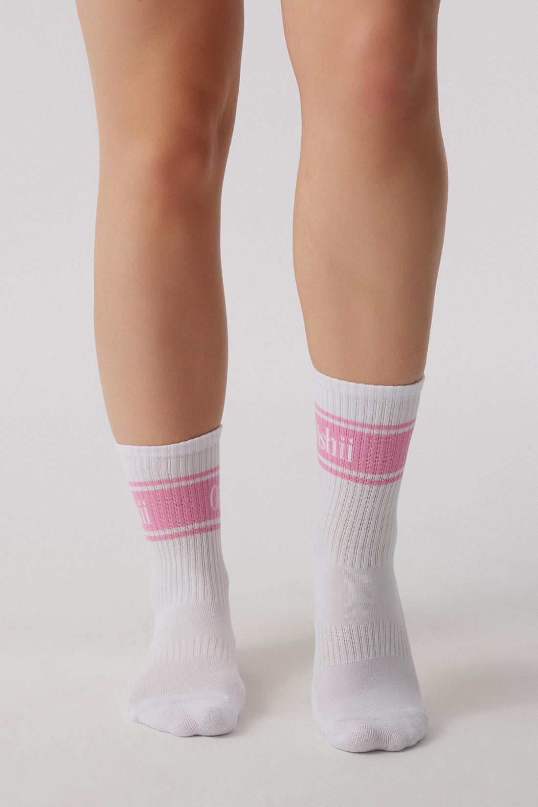 Oishii Rei Spor Soket Çorap Dasty Pink Desen