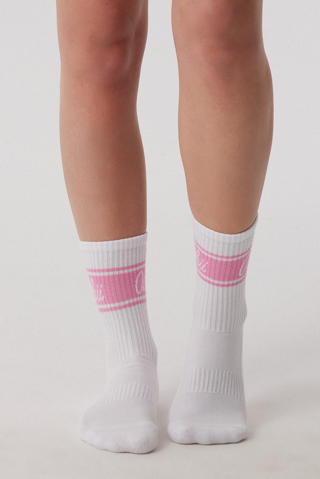 Oishii Rei Spor Soket Çorap Dasty Pink El YazıDesen