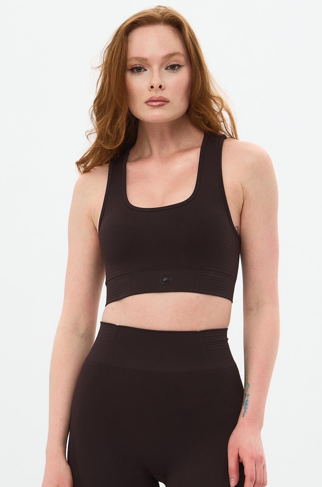 Oishii Sakura Çift Kat Spor Bra Kahve